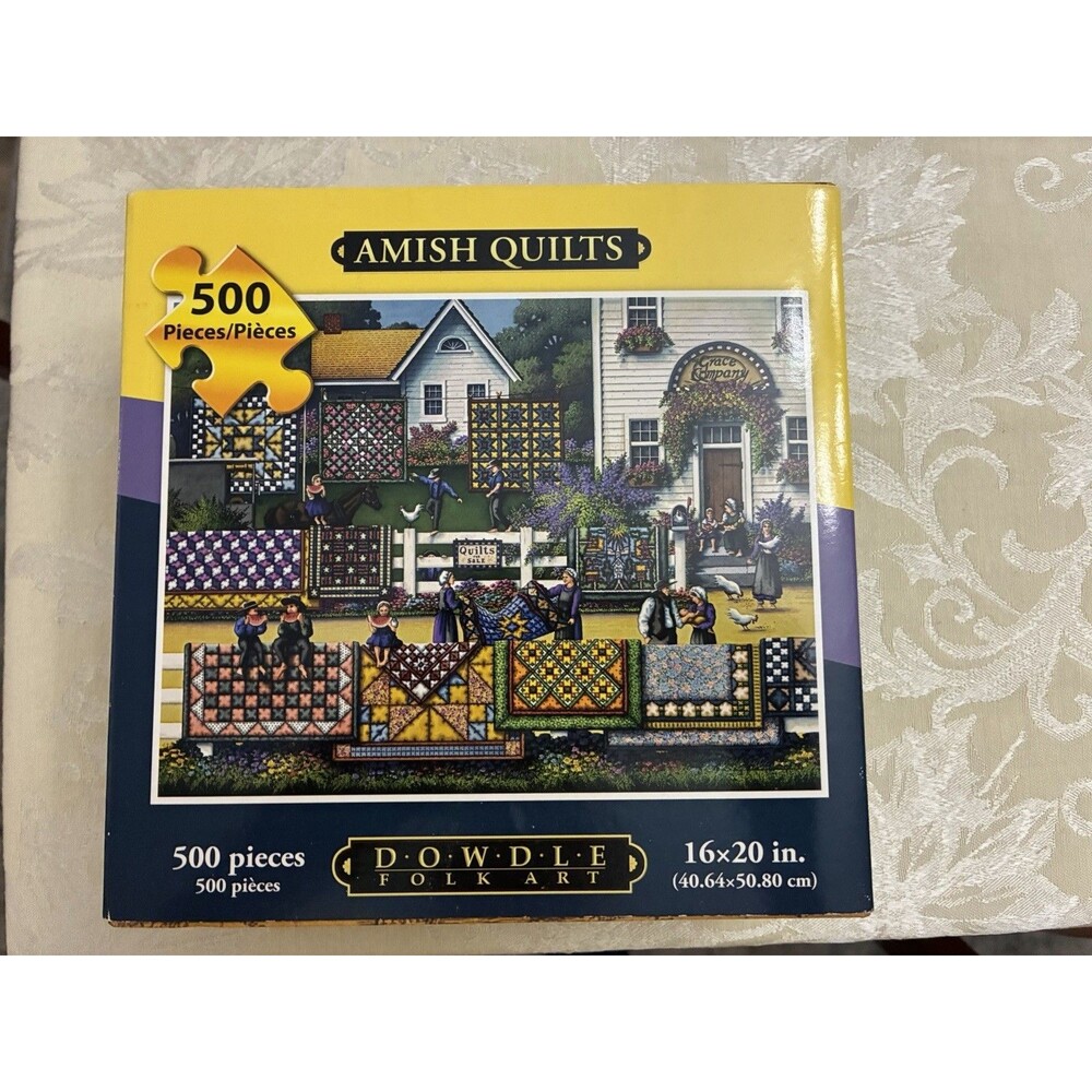 Dowdle Jigsaw Puzzle Amish Quilts 500 Piece Complete